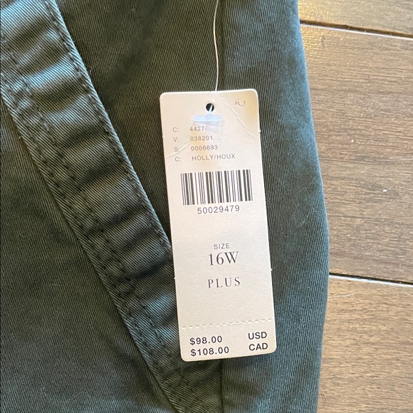 Anthropologie Olive Skinny Pants with Floral Belt - Picture 2 of 8